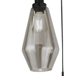 Hängelampe 3-flammig E27 Schwarz Rauchgrau