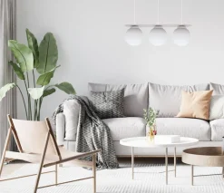 Hängelampe 3-flammig Glaskugeln Weiß 50 cm E27 blendarm