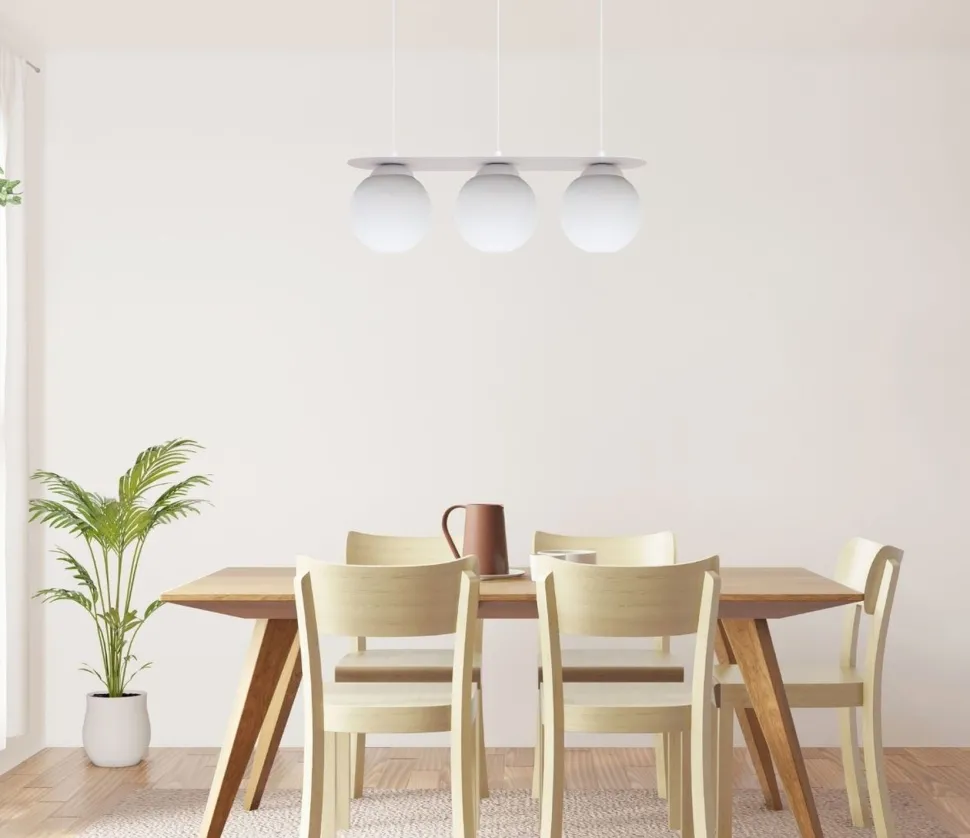 Hängelampe 3-flammig Glaskugeln Weiß 50 cm E27 blendarm