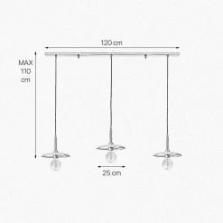 Hängelampe 3-flammig in Bronze hell E27 Messing massiv