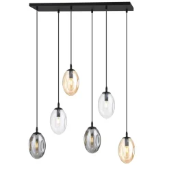 Hängelampe 6-flammig Rauchglas 70 cm breit CARLU