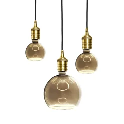 Hängelampe 3-flammig Schwarz Messing Eisen Ø 40 cm für E27