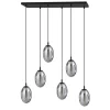 Hängelampe Glas 6-flammig E14 verstellbar Schwarz Grau