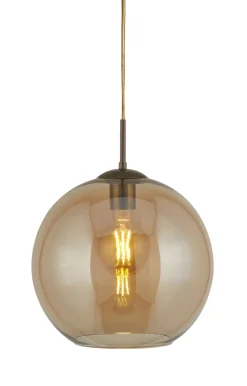 Hängelampe Glas in Bernstein Messing Antik E27 Ø 25 cm