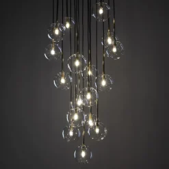 Hängelampe Glas Metall Ø 52 cm H: max. 145 cm in Schwarz Gold