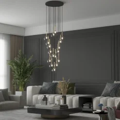 Hängelampe Glas Metall Ø 52 cm H: max. 145 cm in Schwarz Gold