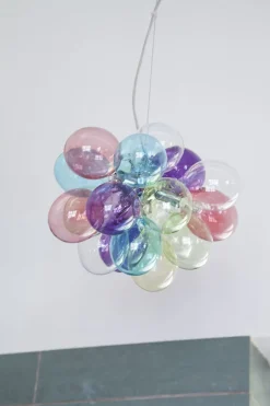 Hängelampe Glas Metall 30 cm breit H: max. 120 cm Bunt