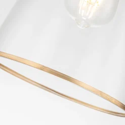 Hängelampe Glas Metall B: 18,4 cm E14 verstellbar Gold Antik