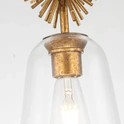 Hängelampe Glas Metall B: 18,4 cm E14 verstellbar Gold Antik