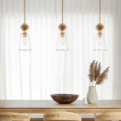 Hängelampe Glas Metall B: 18,4 cm E14 verstellbar Gold Antik