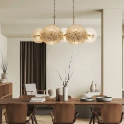 Hängelampe Glas Metall B: 90 cm in Bronze Bernstein Klar