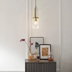 Hängelampe Glas Metall E27 17,8 cm breit Art Déco