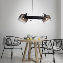 Hängelampe Glas Metall E27 68 cm 2-flammig schwenkbar