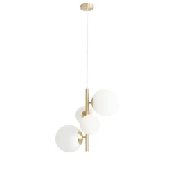 Hängelampe Glas Metall in Messing Weiß E27 E14 stilvoll