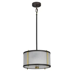 Hängelampe Glas Metall in Braun Klar verstellbar