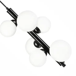 Hängelampe Glas Metall Schwarz Weiß 6-flammig E27 Modern