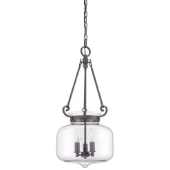 Hängelampe Glas Schirm Ø30,5cm Klar Bronze antik