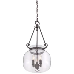 Hängelampe Glas Schirm Ø30,5cm Klar Bronze antik