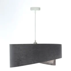 Hängelampe Grau Gold E27 Stoffschirm Ø 50 cm Modern KARIM