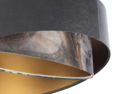 Hängelampe Grau Gold E27 Stoffschirm Ø 50 cm Modern KARIM