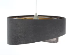 Hängelampe Grau Gold E27 Stoffschirm Ø 50 cm Modern KARIM