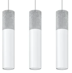 Hängelampe Grau Weiß Beton Metall 3-flmg GU10 JUNIA