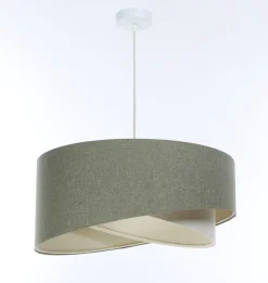 Hängelampe Grün Creme E27 rund Ø 45 cm Stoff Modern