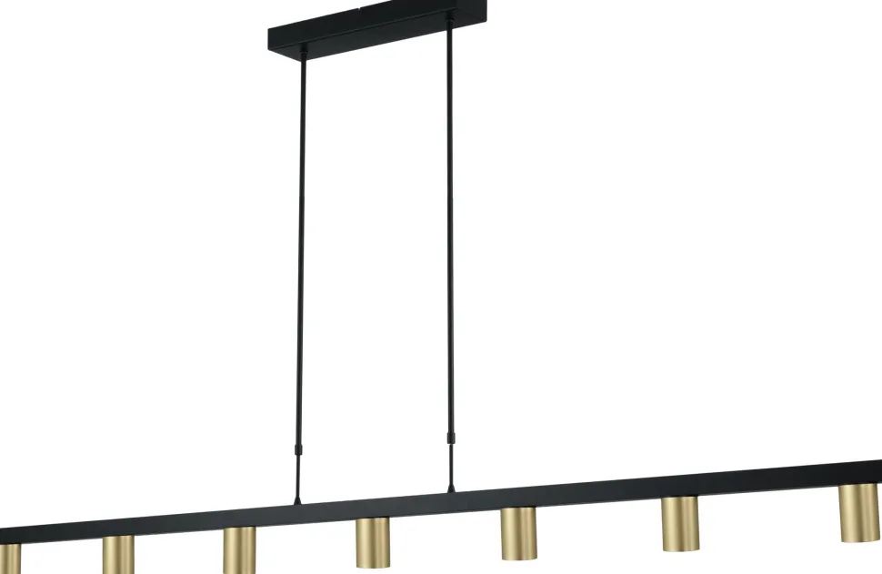 Hängelampe groß 180 cm Gold Schwarz 7-flammig GU10