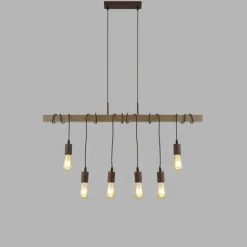Hängelampe Holz Balken B: 100 cm für 6x E27 Modern