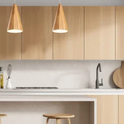 Hängelampe Holz Furnier Teak B: 20 cm E27 Modern