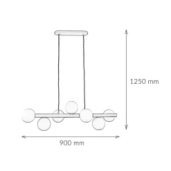 Hängelampe Holz Metall Glas L: 90 cm 7x G9 Modern