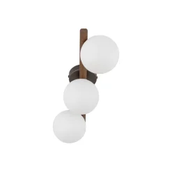 Hängelampe Holz Metall Glas B: 33 cm Braun Weiß