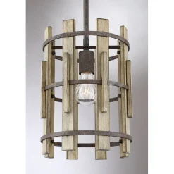 Hängelampe Holz Metall in Antik Ø23cm RODRIC