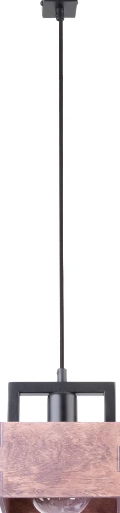 Hängelampe Holz Metall Schwarz eckig B:16 cm klein