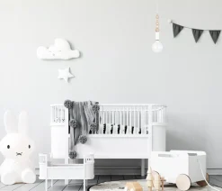 Hängelampe Holz Metall Weiß E27 Ø10 cm rund wohnlich