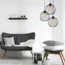 Hängelampe KARNA Metall Draht Schwarz 3-flammig verstellbar