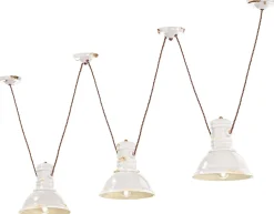 Hängelampe Keramik E27 Weiß Shabby Antik 3-flammig