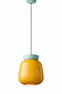 Hängelampe Keramik Glas rund D: 29 cm H: max. 154 cm