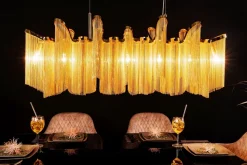 Hängelampe Klassisch Metall in Gold E14 120 cm lang