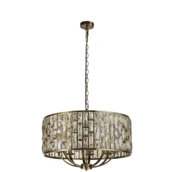 Hängelampe Kristall Ø 64 cm rund Messing Antik Creme 8x E14