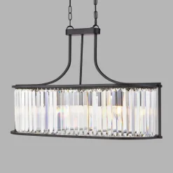 Hängelampe Kristall 78 cm lang 5x E14 Metall Glas