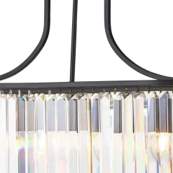 Hängelampe Kristall 78 cm lang 5x E14 Metall Glas