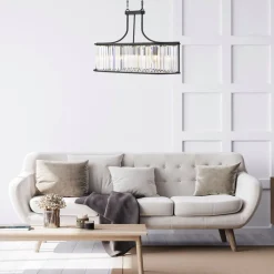 Hängelampe Kristall 78 cm lang 5x E14 Metall Glas