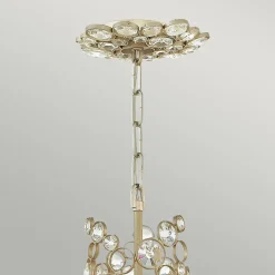 Hängelampe Kristall Metall in Blattsilber verstellbar