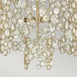 Hängelampe Kristall Metall in Blattsilber verstellbar