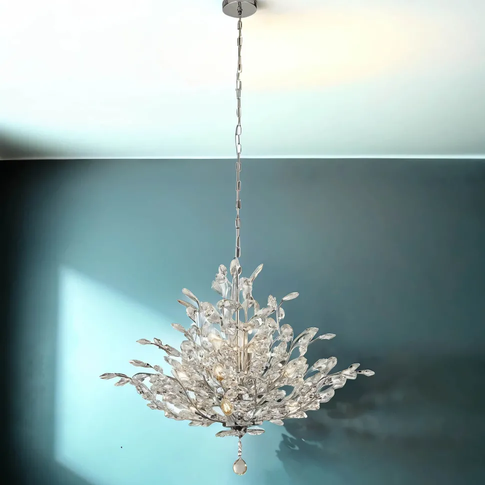 Hängelampe Kristall Metall Ø 78 cm 11x E14 Klar Chrom