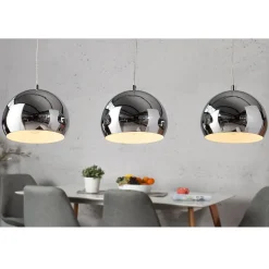 Hängelampe Kugel Chrom Esszimmer Lampe 3-flammig