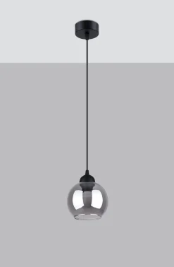 Hängelampe Kugel Schirm Schwarz Rauchglas E27