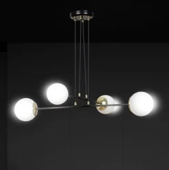 Hängelampe Kugel Schirm verstellbar Schwarz Weiß 4x E27