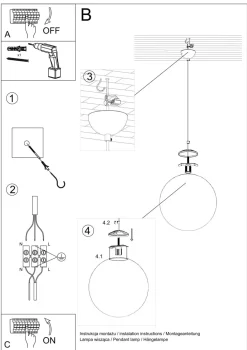Hängelampe Kugelschirm Ø 20 cm Weiß Gold Glas Metall E27